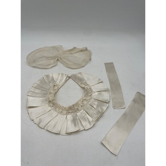 Victorian Lace Collar Misc Pieces Cotton Bow Satin - Picture 2 of 3
